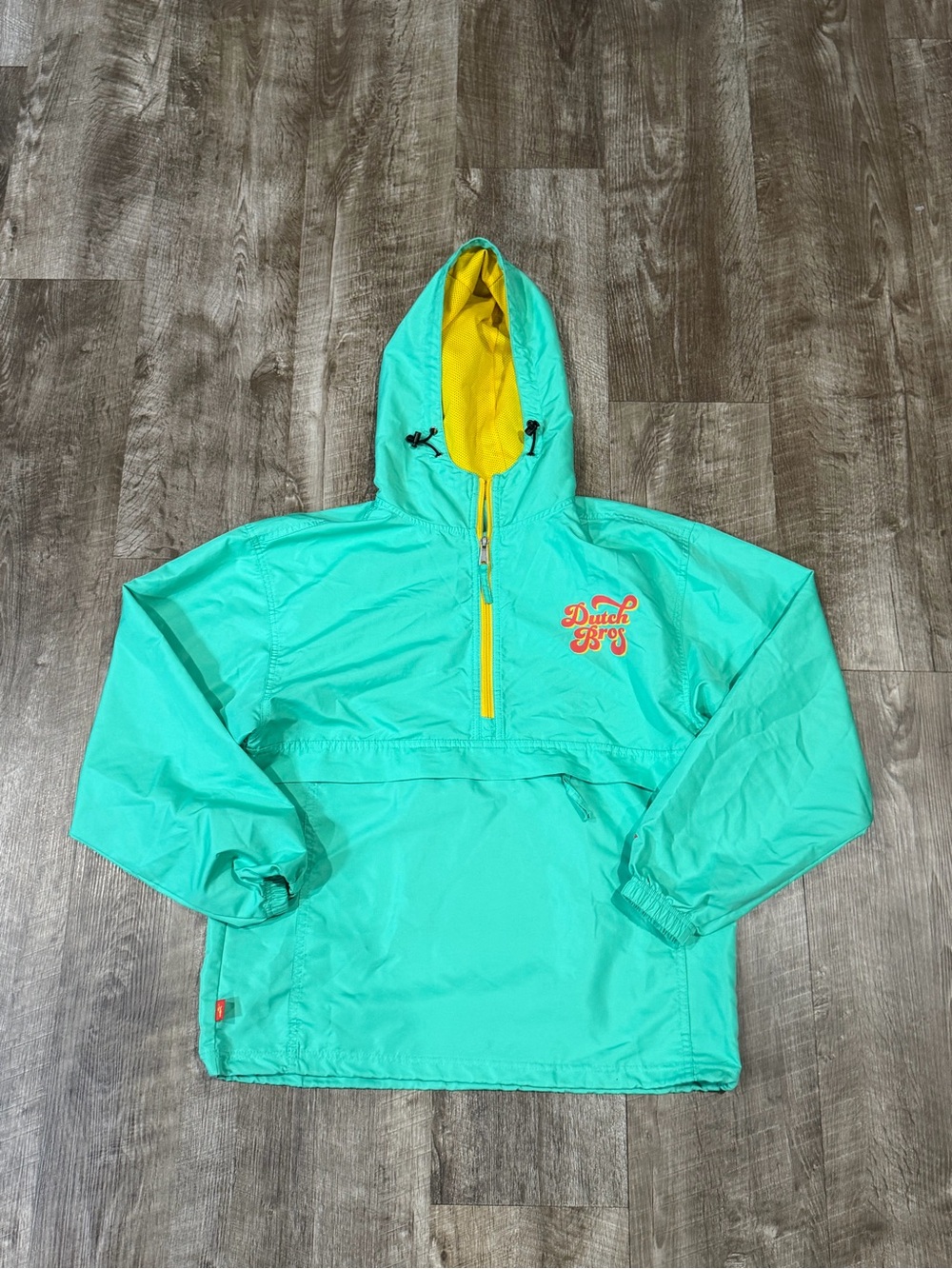 Dutch Bros Mint Green Hooded Windbreaker Jacket medium men’s